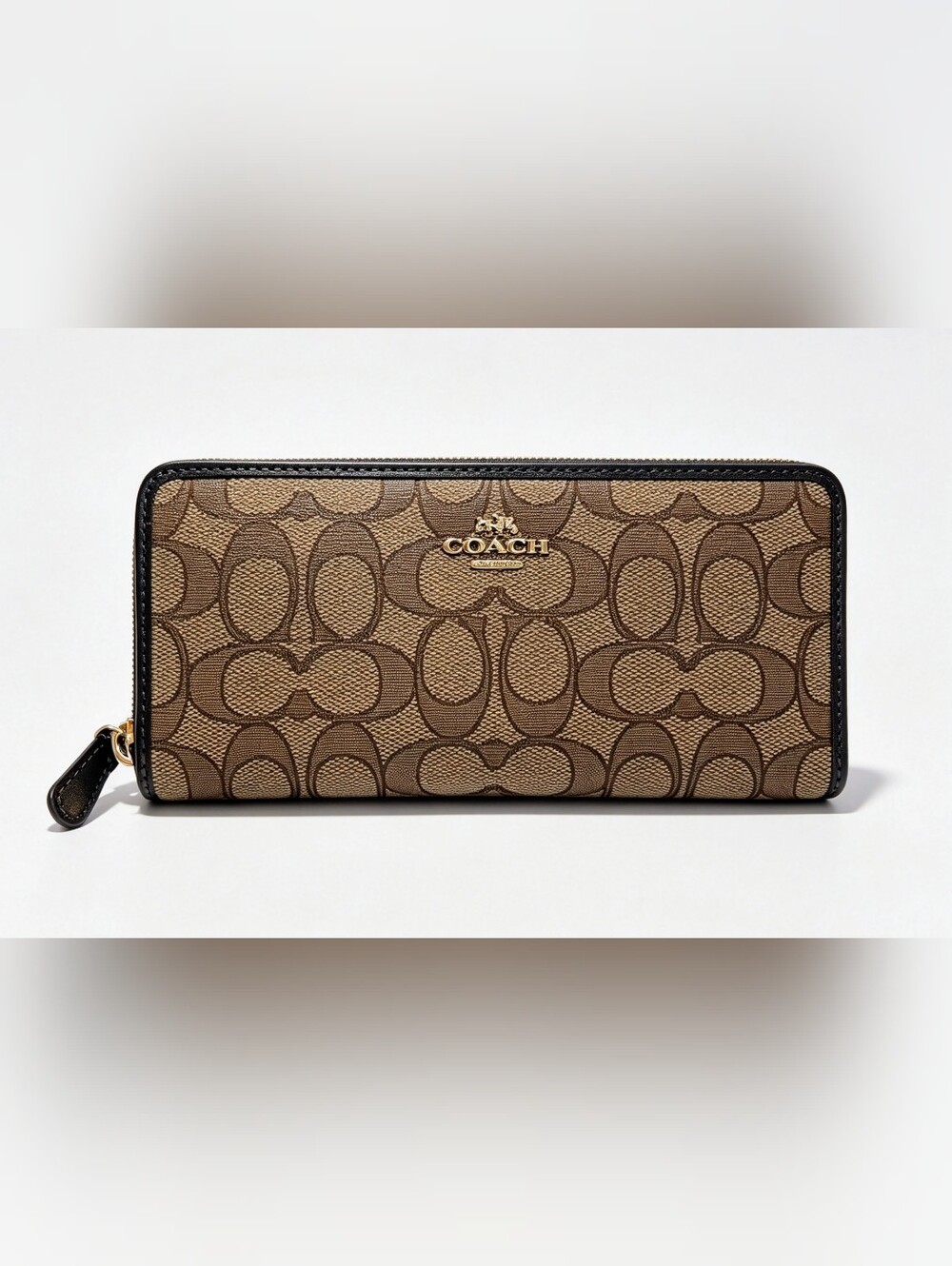Coach Signature Canvas Long Zip Around Wallet